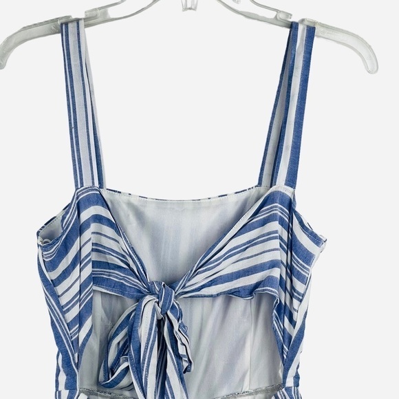 New-shop17 Purple White Vertical Striped, Tie back, Lined, Wide Leg Jump Suit SM - Picture 4 of 15